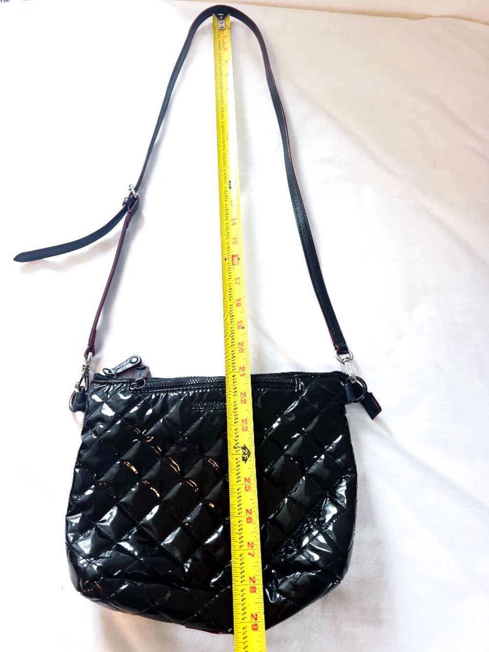 Mz wallace black lacquer crossbody metro scout leather strap - Picture 10 of 14